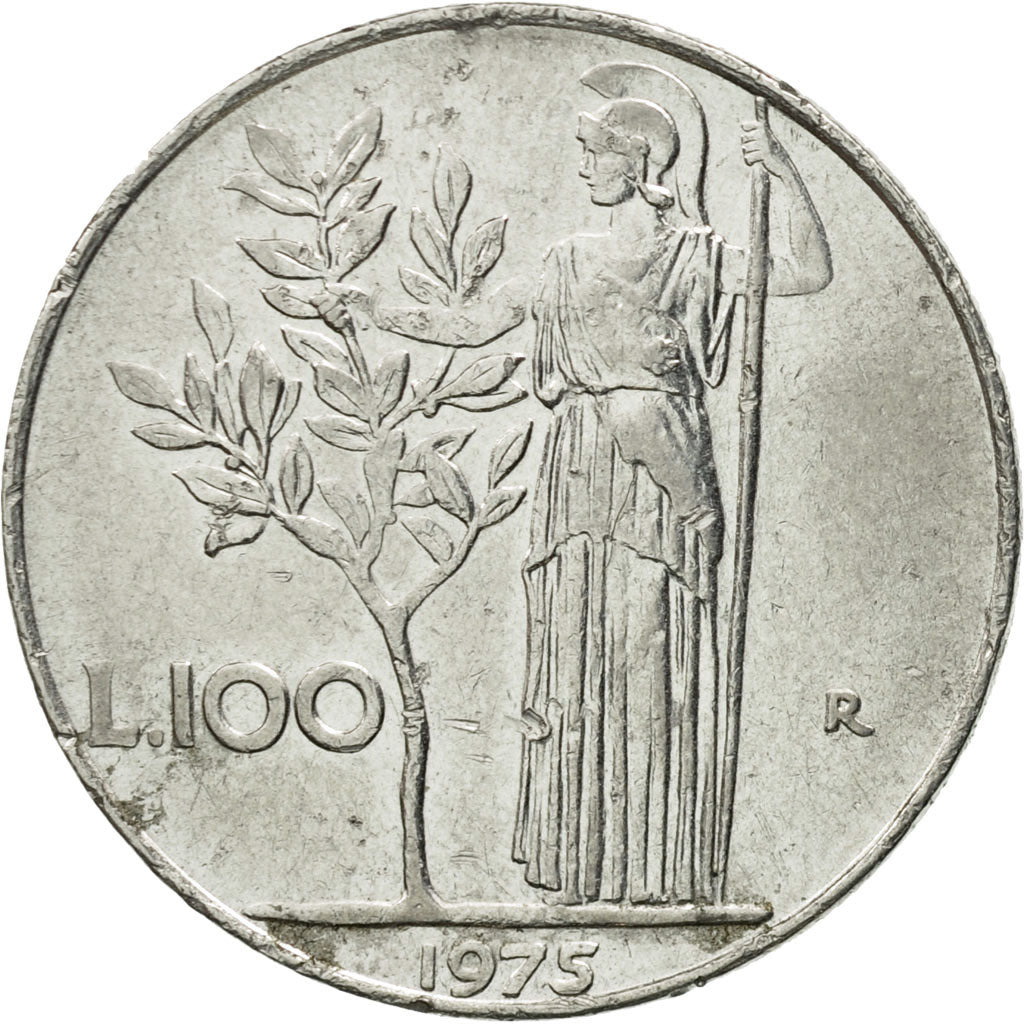 Moneta, Italia, 100 Lire, 1975, Rome, MB+, Acciaio inossidabile, KM:96.1