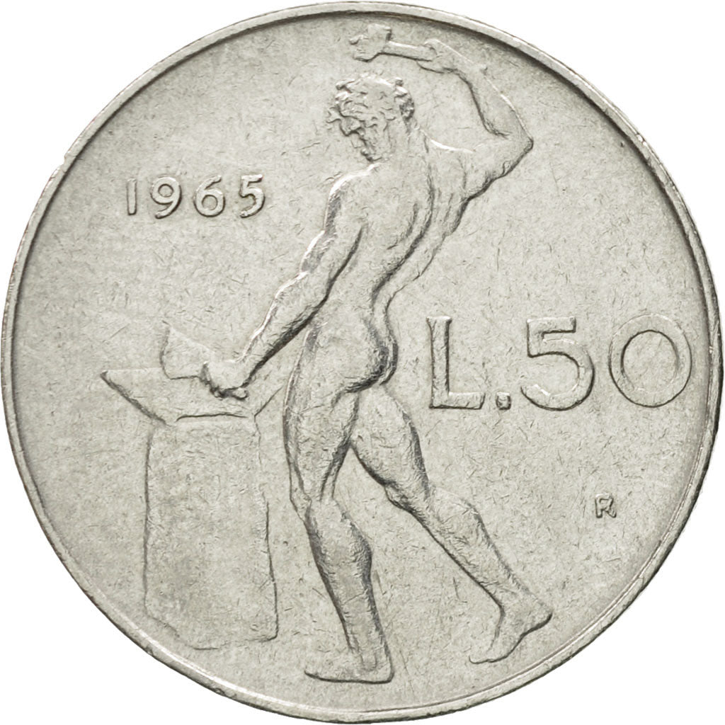 Münze, Italien, 50 Lire, 1965, Rome, SS, Stainless Steel, KM:95.1