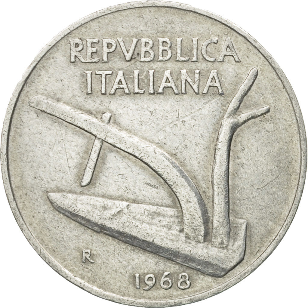 Moneta, Włochy, 10 Lire, 1968, Rome, VF(30-35), Aluminium, KM:93
