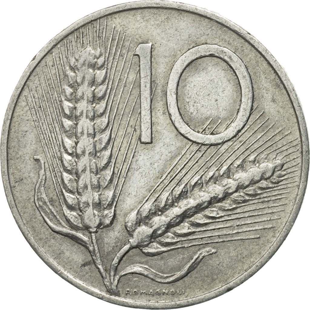 Moneta, Włochy, 10 Lire, 1968, Rome, VF(30-35), Aluminium, KM:93