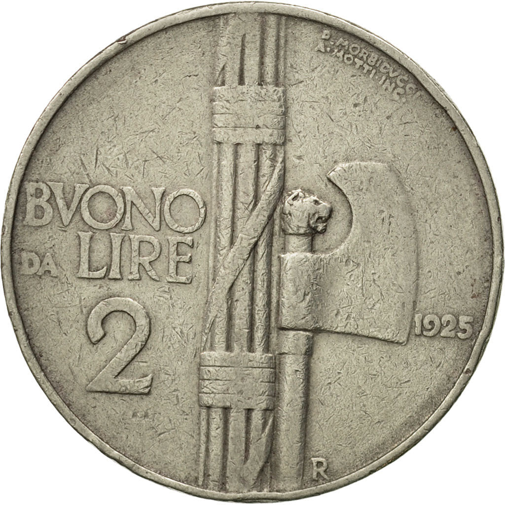 Moneda, Italia, Vittorio Emanuele III, 2 Lire, 1925, Rome, BC+, Níquel, KM:63