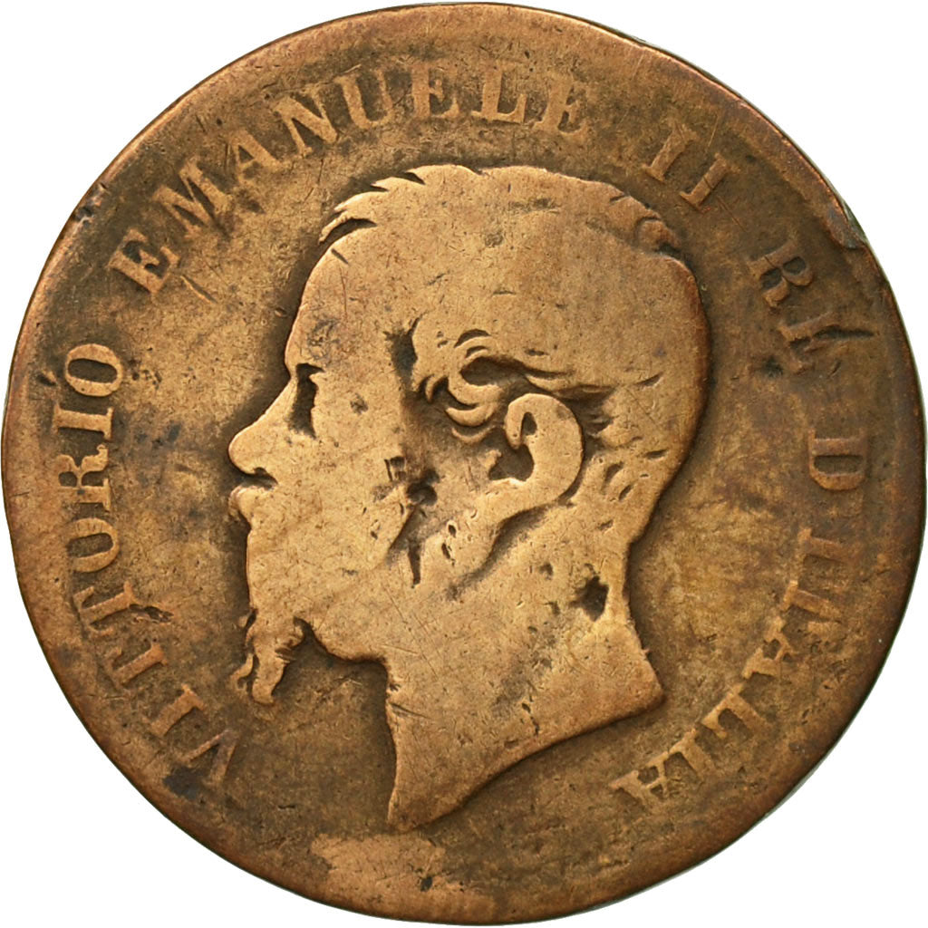 Coin, Italy, Vittorio Emanuele II, 5 Centesimi, 1867, Naples, VF(20-25), Copper