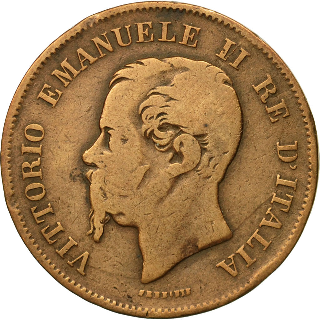 Moneta, Italia, Vittorio Emanuele II, 5 Centesimi, 1862, Naples, BB, Rame