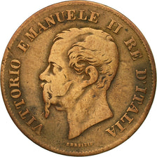 Moneda, Italia, Vittorio Emanuele II, 5 Centesimi, 1861, Milan, BC+, Cobre