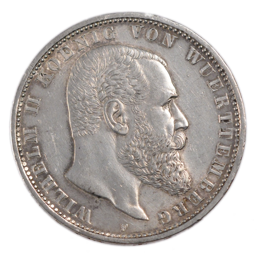 Coin, German States, WURTTEMBERG, Wilhelm II, 5 Mark, 1913, Freudenstadt