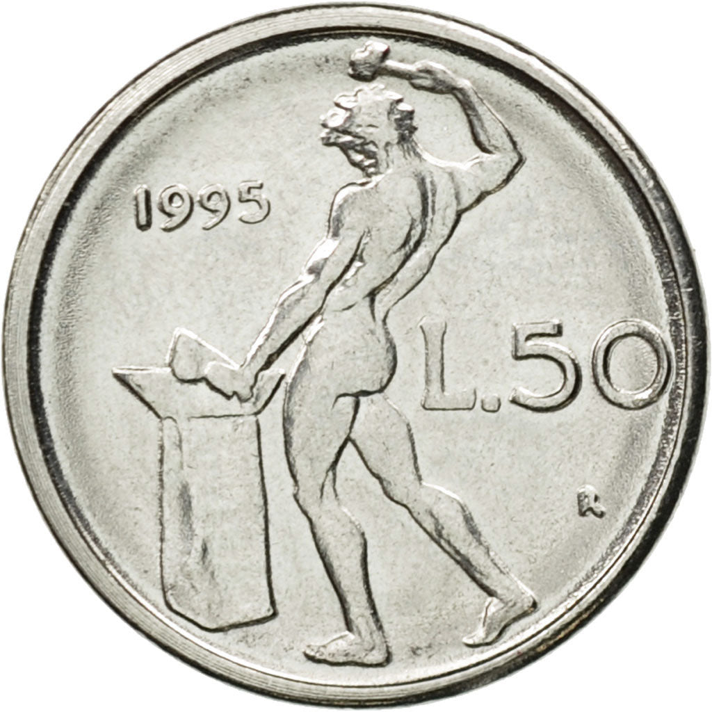 Münze, Italien, 50 Lire, 1995, Rome, VZ, Stainless Steel, KM:95.2