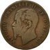 Moneda, Italia, Vittorio Emanuele II, 10 Centesimi, 1863, BC+, Cobre, KM:11.2