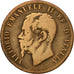 Moneda, Italia, Vittorio Emanuele II, 10 Centesimi, 1866, Naples, BC+, Cobre