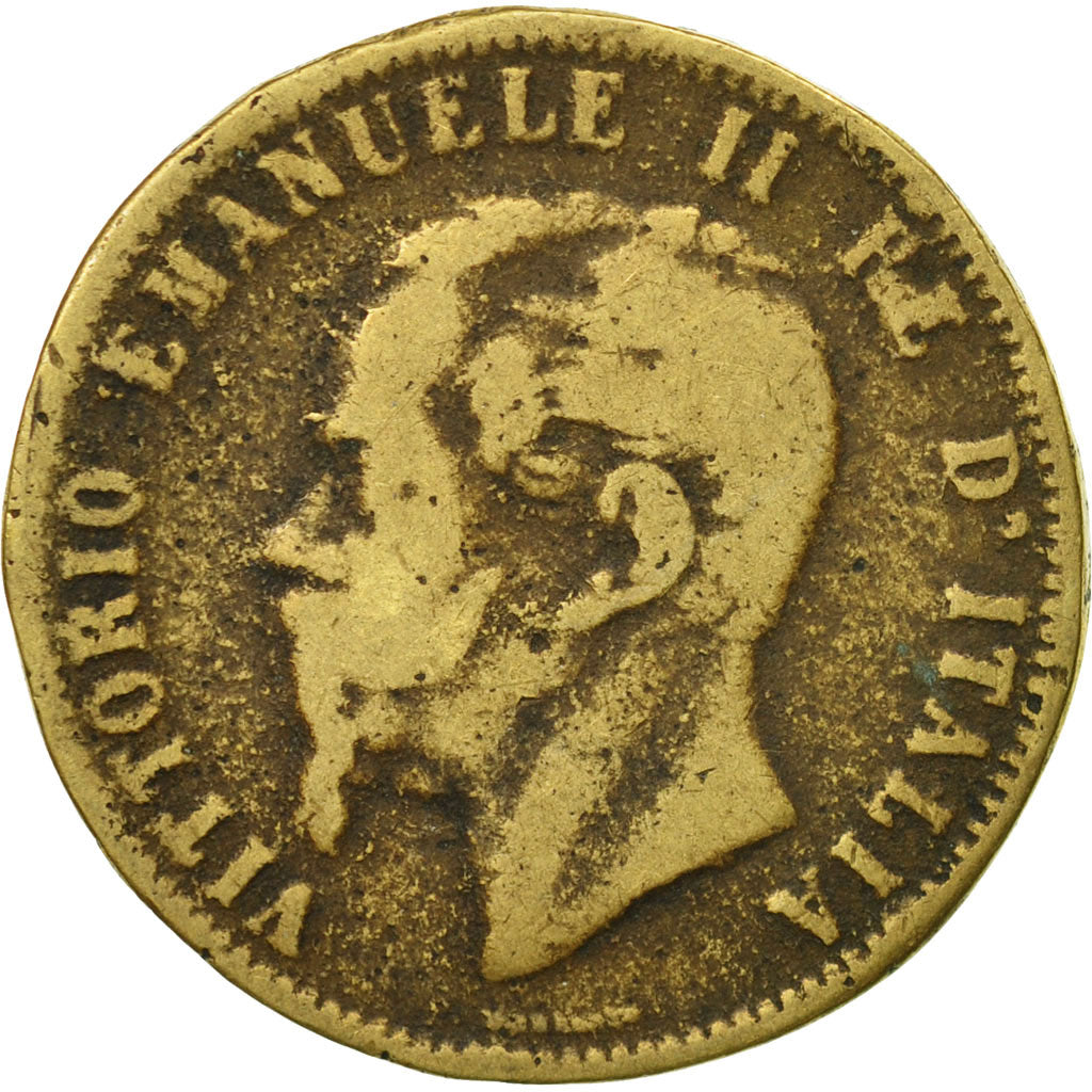 Moneda, Italia, Vittorio Emanuele II, 10 Centesimi, 1866, Strasbourg, BC+