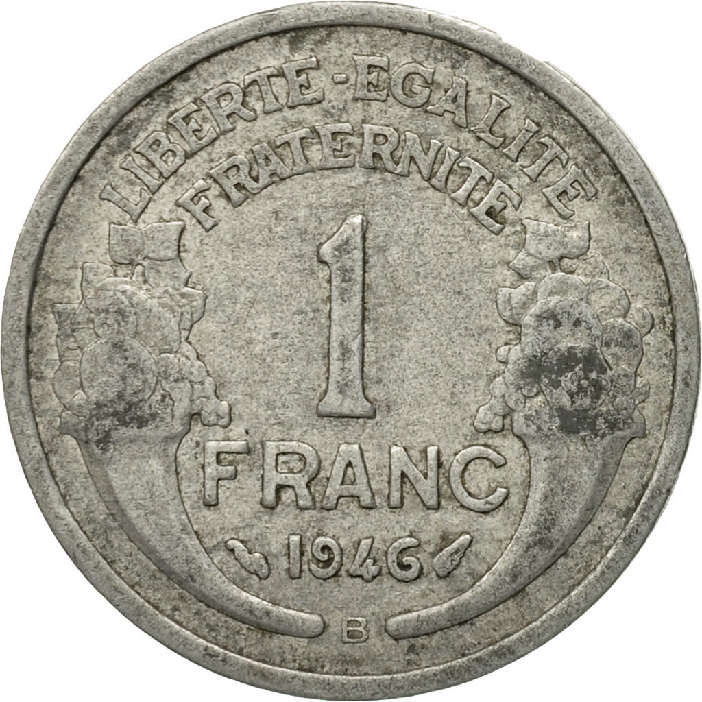Moneta, Francja, Morlon, Franc, 1946, Beaumont - Le Roger, VF(20-25), Aluminium