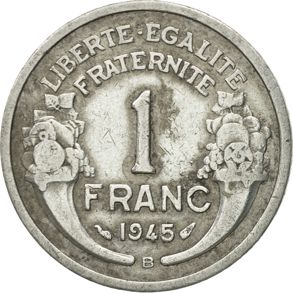 Munten, Frankrijk, Morlon, Franc, 1945, Beaumont - Le Roger, FR, Aluminium