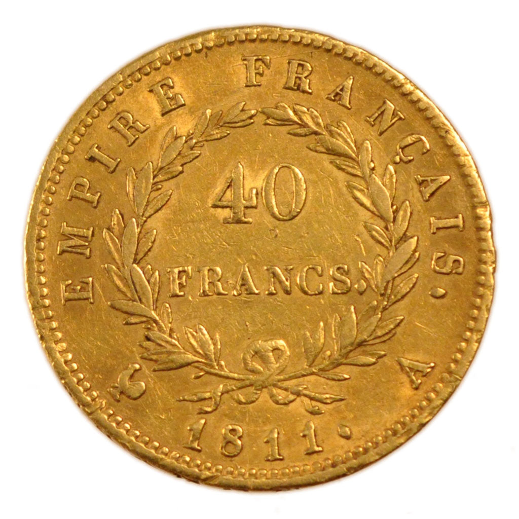 FRANCE, Napoléon I, 40 Francs, 1811, Paris, EF(40-45), Gold, Gadoury #1084, 1...