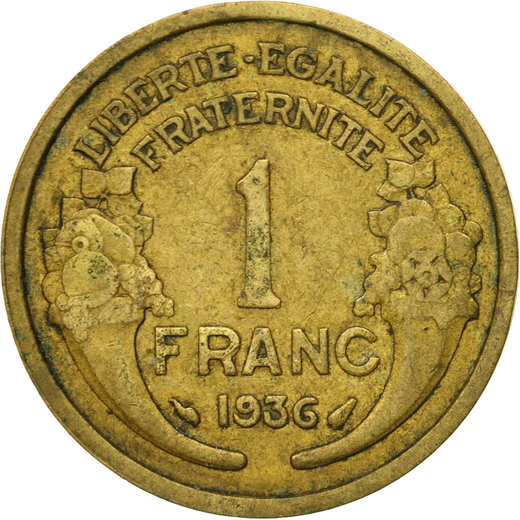 Moneta, Francia, Morlon, Franc, 1936, Paris, MB, Alluminio-bronzo, KM:885