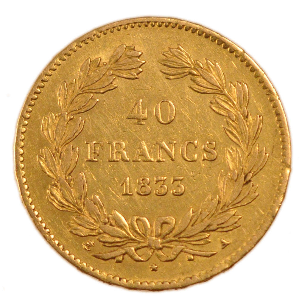 Francia, Louis-Philippe, 40 Francs, 1833, Paris, BB+, Oro, Gadoury:1106