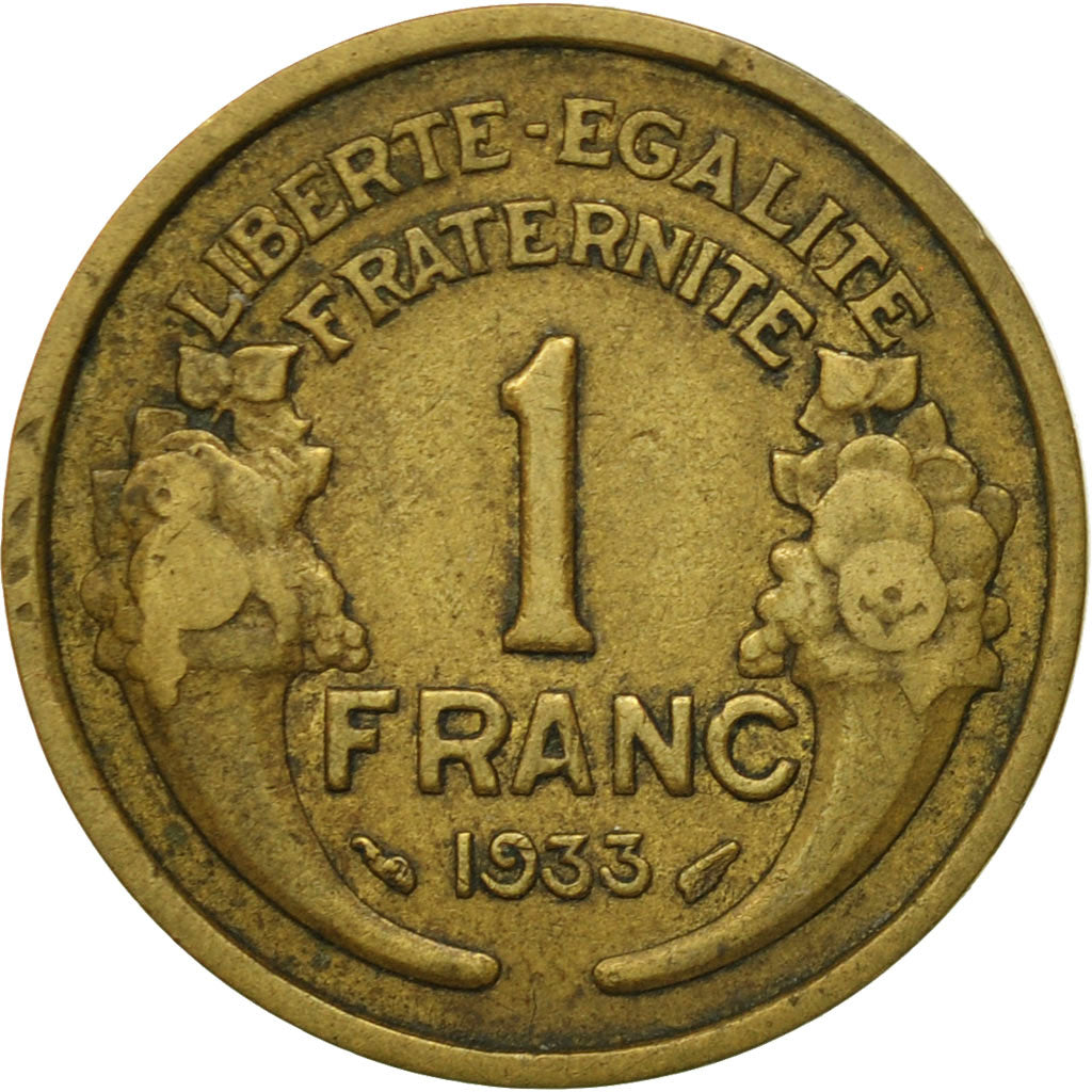 Munten, Frankrijk, Morlon, Franc, 1933, Paris, FR, Aluminum-Bronze, KM:885