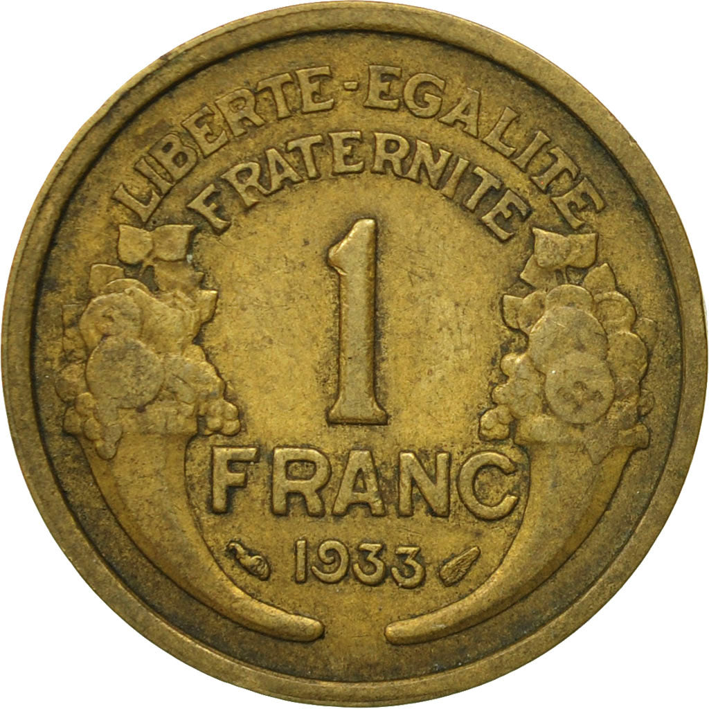 Moneda, Francia, Morlon, Franc, 1933, Paris, BC+, Aluminio - bronce, KM:885