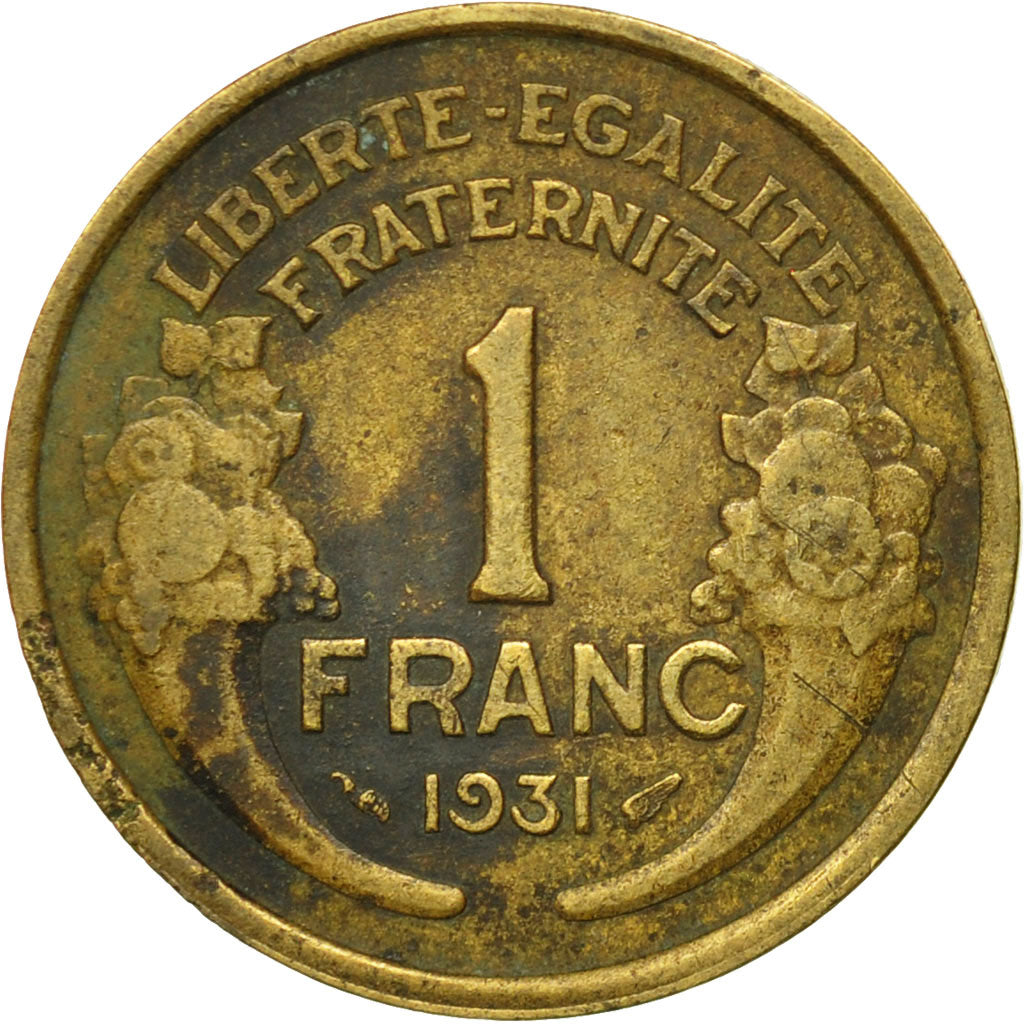 Munten, Frankrijk, Morlon, Franc, 1931, Paris, ZG+, Aluminum-Bronze, KM:885