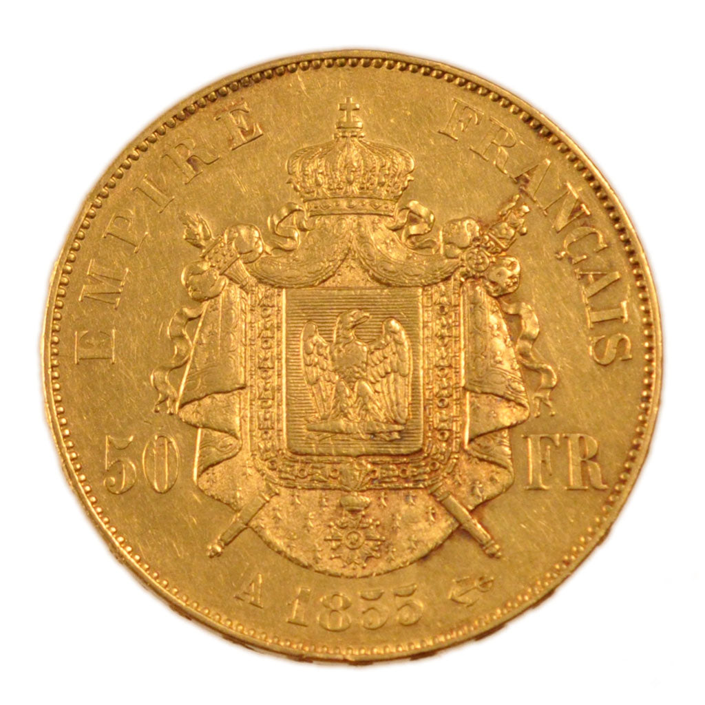 Francia, Napoleon III, Napoléon III, 50 Francs, 1855, Paris, BB+, Oro, Gadou...