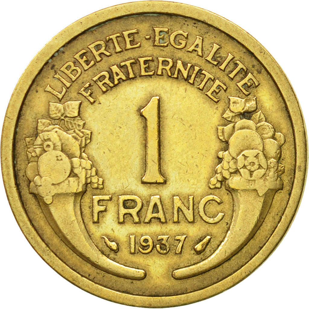 Moneda, Francia, Morlon, Franc, 1937, Paris, MBC, Aluminio - bronce, KM:885