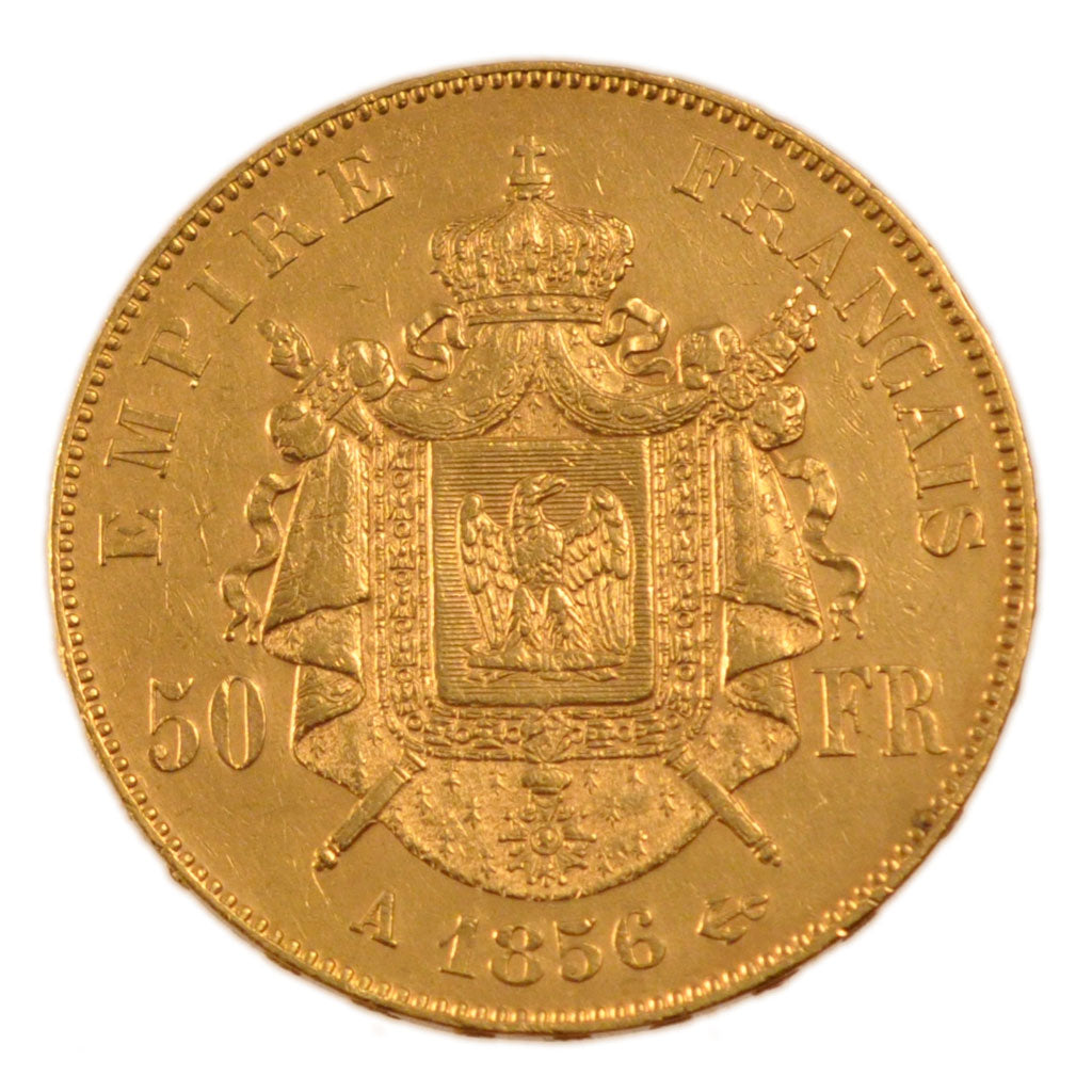 FRANCE, Napoléon III, 50 Francs, 1856, Paris, KM #785.1, EF(40-45), Gold, Gadour