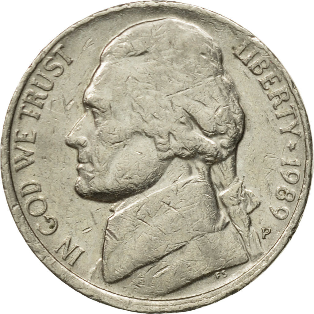 Moneda, Estados Unidos, Jefferson Nickel, 5 Cents, 1989, U.S. Mint