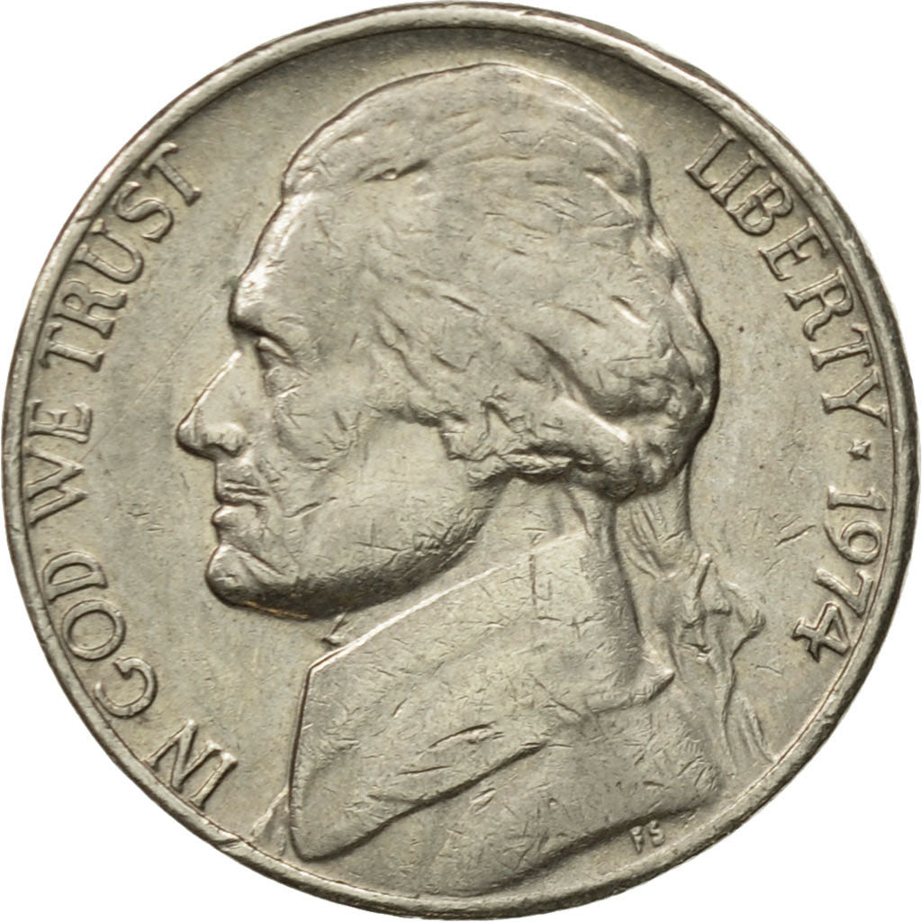 Moneda, Estados Unidos, Jefferson Nickel, 5 Cents, 1974, U.S. Mint