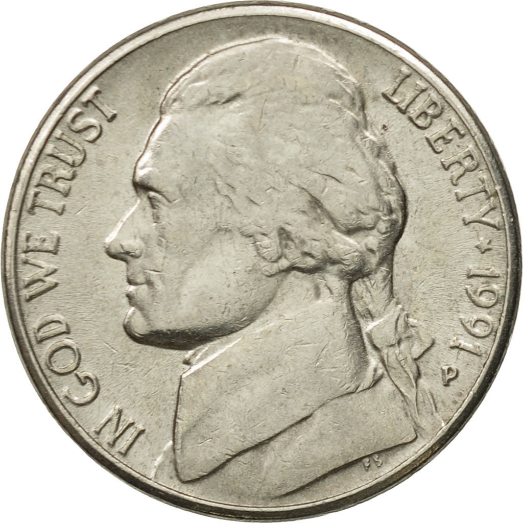 Munten, Verenigde Staten, Jefferson Nickel, 5 Cents, 1991, U.S. Mint