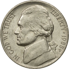 Monnaie, États-Unis, Jefferson Nickel, 5 Cents, 1988, U.S. Mint, Denver, TB+