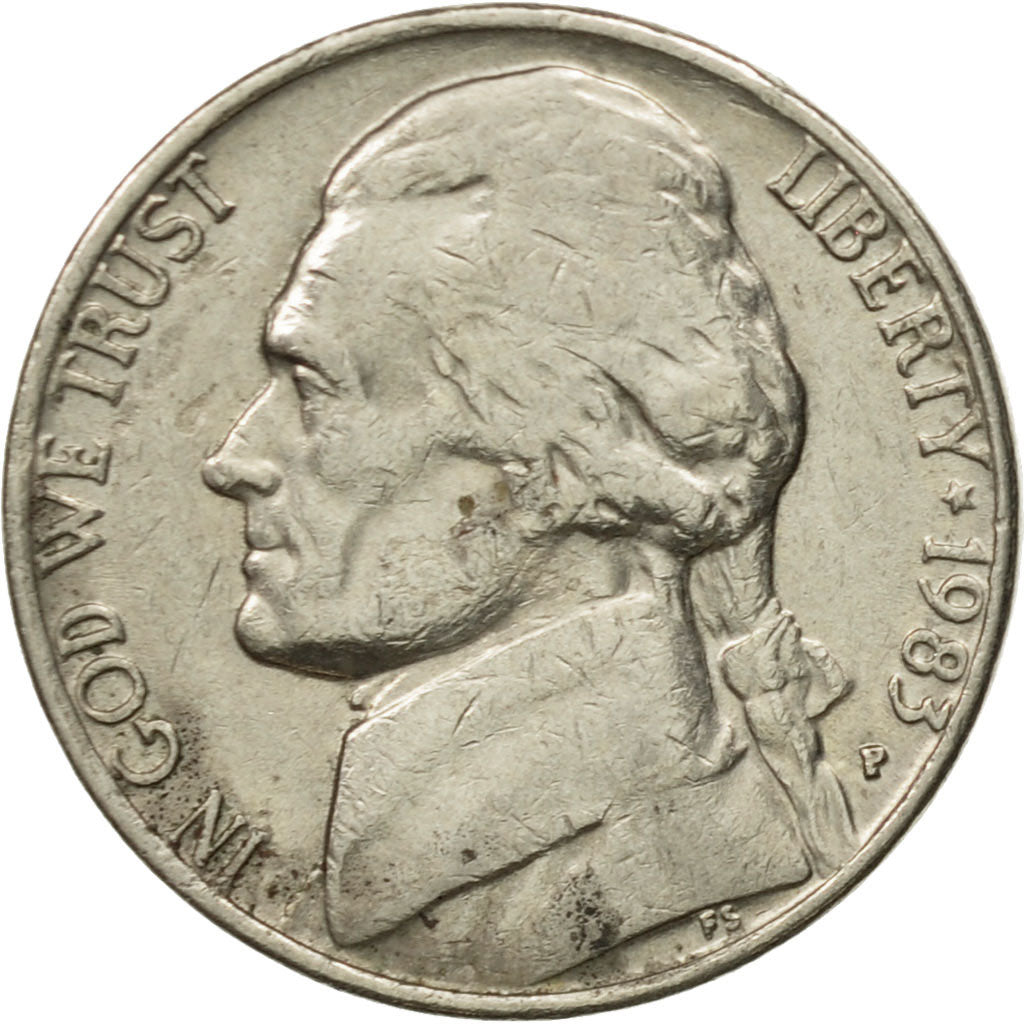 Munten, Verenigde Staten, Jefferson Nickel, 5 Cents, 1983, U.S. Mint
