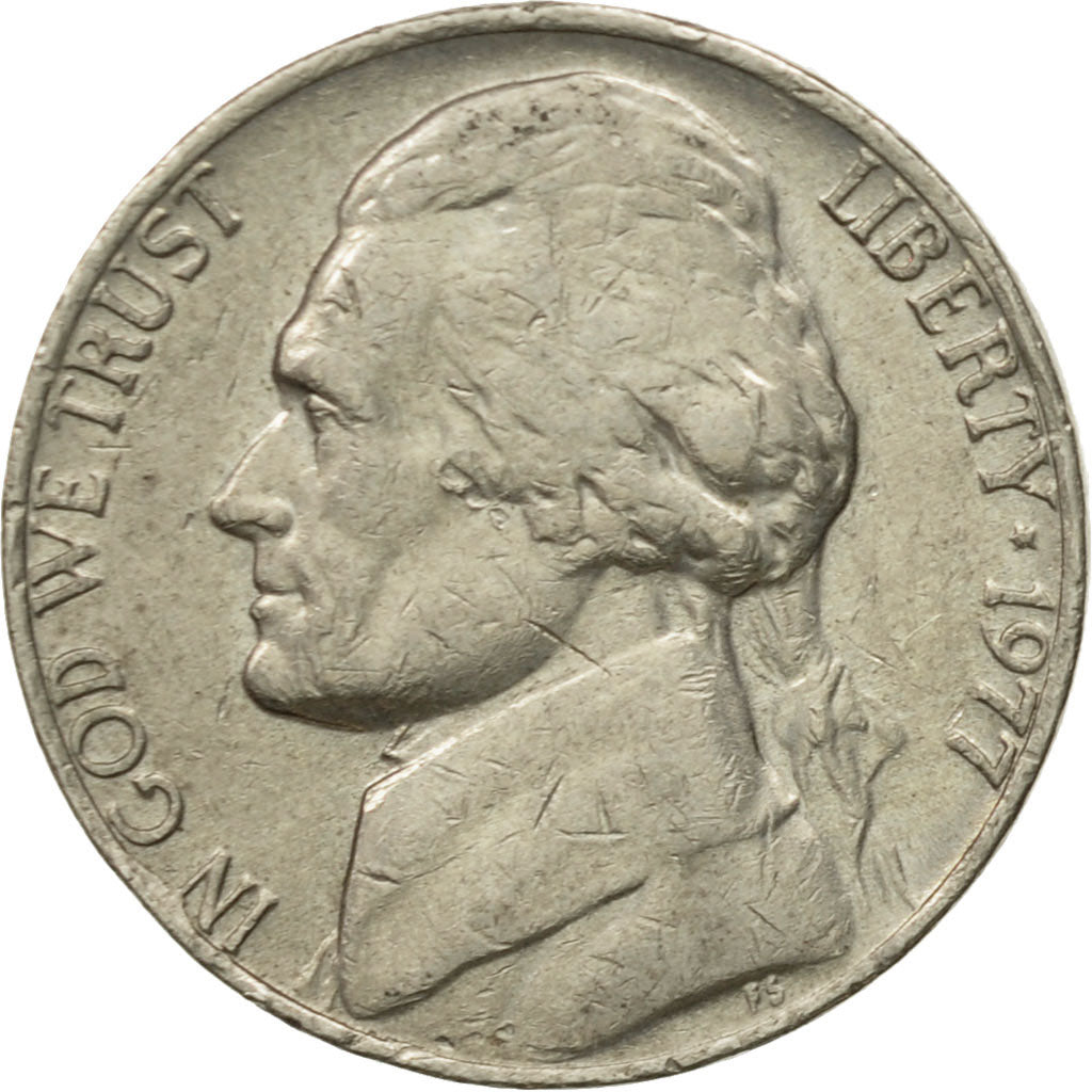 Moneda, Estados Unidos, Jefferson Nickel, 5 Cents, 1977, U.S. Mint