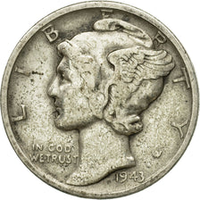 Coin, United States, Mercury Dime, Dime, 1943, U.S. Mint, San Francisco