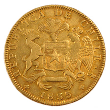 Chile, 8 Escudos, 1835, KM #93, AU(50-53), Gold, 37.5, 26.80
