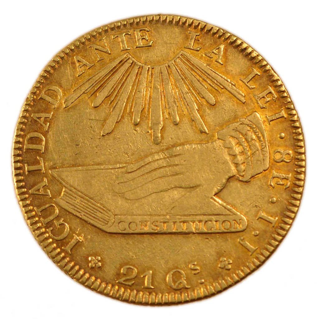 Chile, 8 Escudos, 1835, KM #93, AU(50-53), Gold, 37.5, 26.80