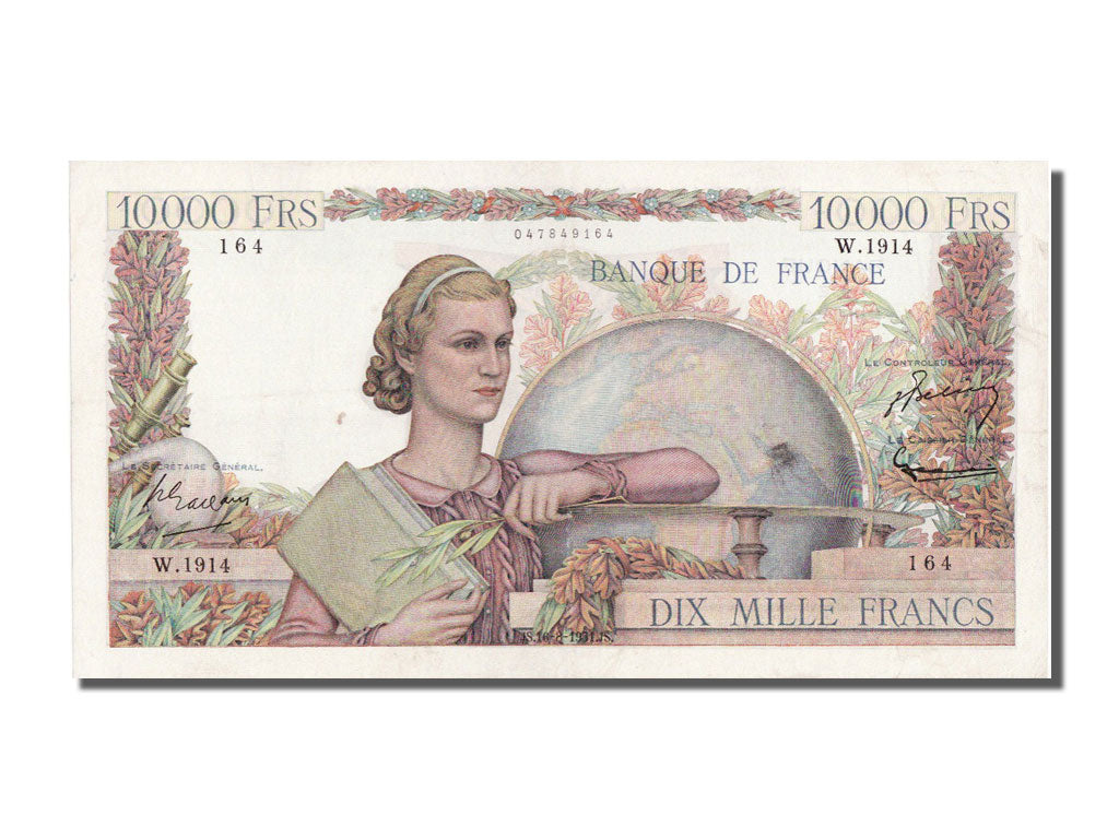 FRANCE, 10000 Francs, 1951, KM #132d, AU(55-58), Fayette #50.53