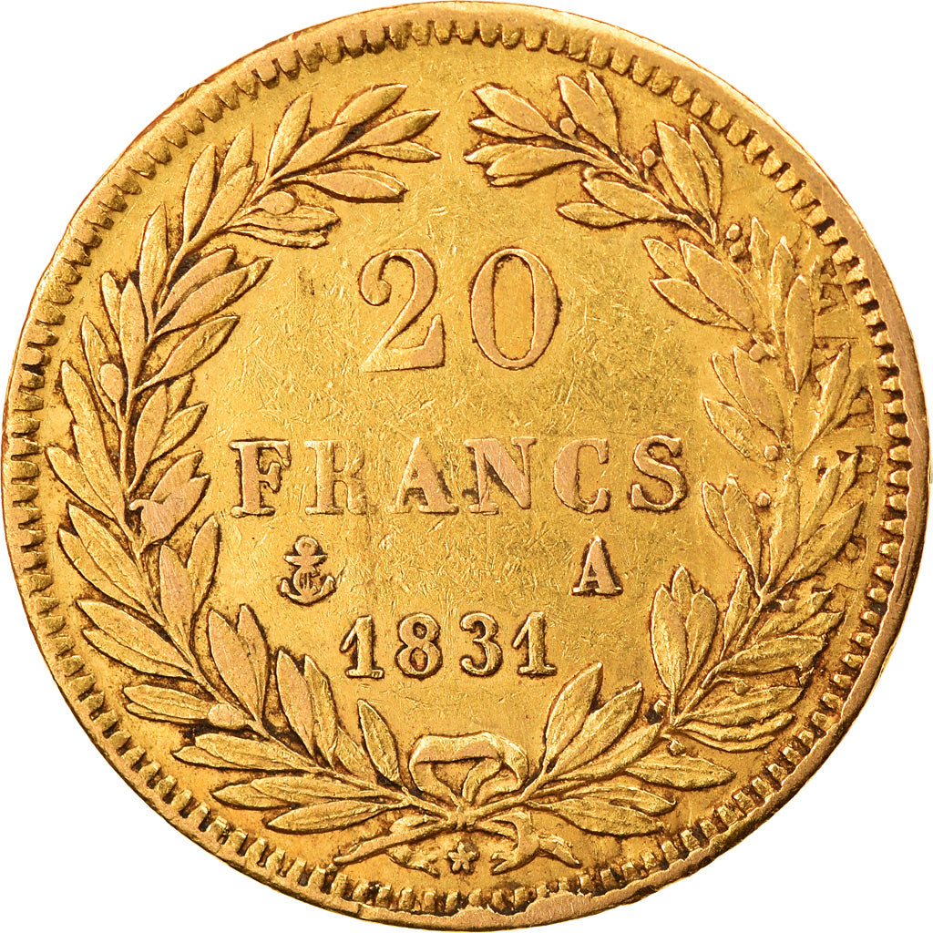 Munten, Frankrijk, Louis-Philippe, 20 Francs, 1831, Paris, ZF, Goud, KM:746.1