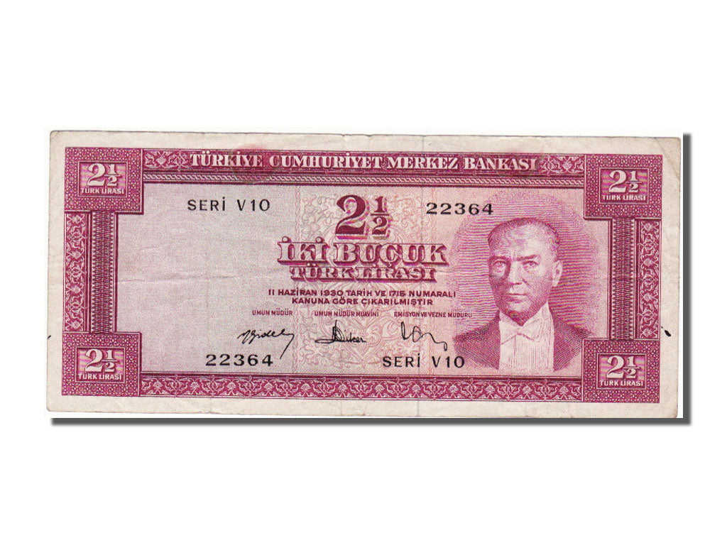 Turkey, 2 1/2 Lira, 1957, 1957-07-01, EF(40-45), 22364
