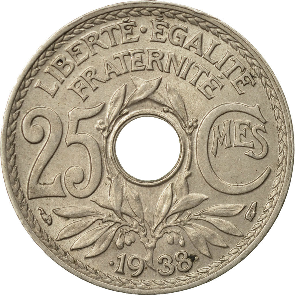Münze, Frankreich, Lindauer, 25 Centimes, 1938, S+, Nickel-Bronze, KM:867b