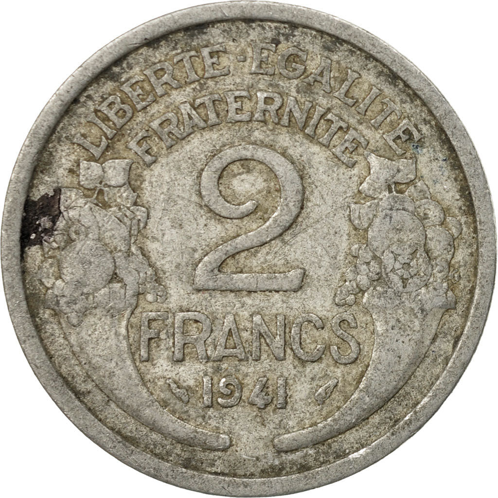 Coin, France, Morlon, 2 Francs, 1941, Paris, VF(20-25), Aluminum, KM:886a.1