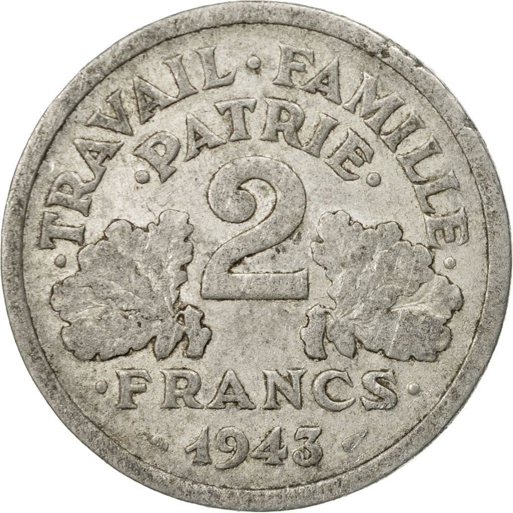 Coin, France, Bazor, 2 Francs, 1943, Beaumont - Le Roger, VF(30-35), Aluminum