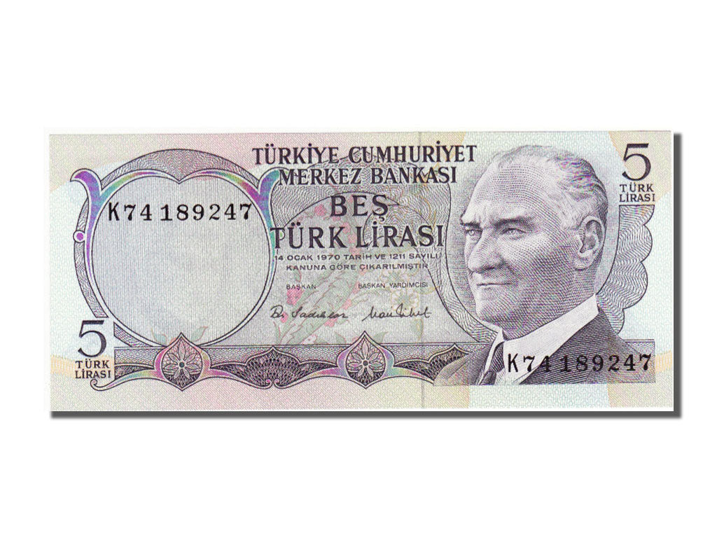 Turkey, 5 Lira, 1970, KM #185, UNC(65-70), K74189247