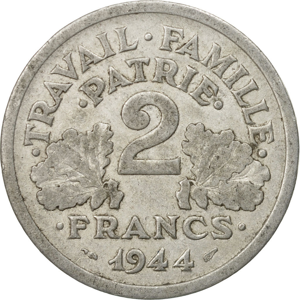 Moneta, Francja, Bazor, 2 Francs, 1944, Castelsarrasin, VF(30-35), Aluminium