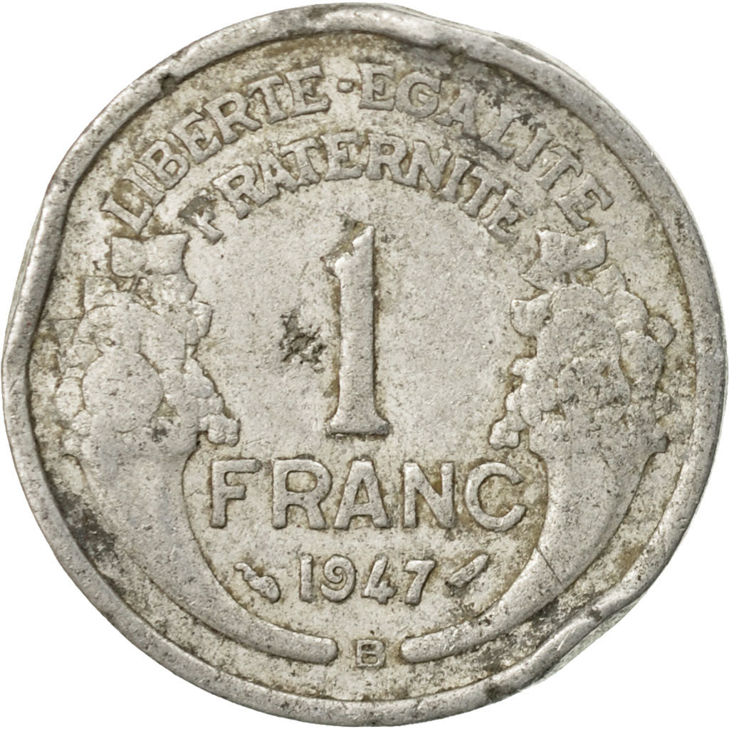 Moneta, Francia, Morlon, Franc, 1947, Beaumont - Le Roger, MB, Alluminio