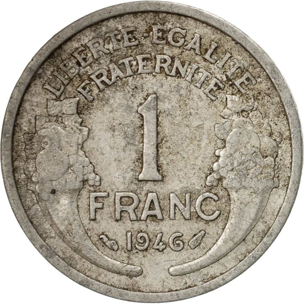 Moneta, Francia, Morlon, Franc, 1946, Paris, MB+, Alluminio, KM:885a.1
