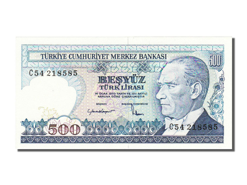 Turkey, 500 Lira, 1970, KM #195, UNC(65-70), C54218585