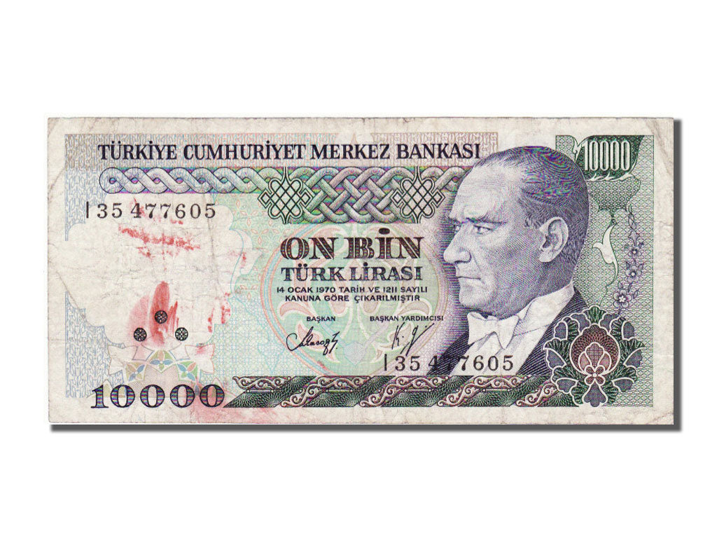 Turkey, 10000 Lira, 1970, EF(40-45)