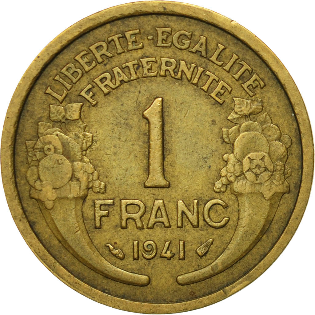 Coin, France, Morlon, Franc, 1941, Paris, EF(40-45), Aluminum-Bronze, KM:885