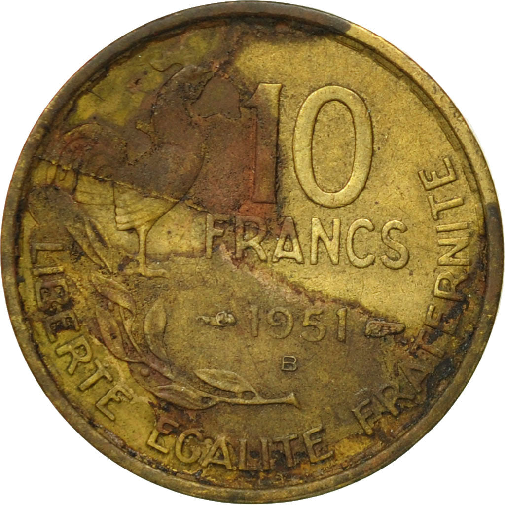 Munten, Frankrijk, Guiraud, 10 Francs, 1951, Beaumont - Le Roger, FR
