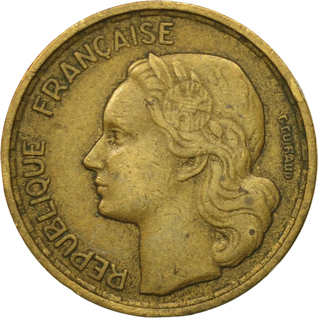 Munten, Frankrijk, Guiraud, 10 Francs, 1955, Paris, FR+, Aluminum-Bronze