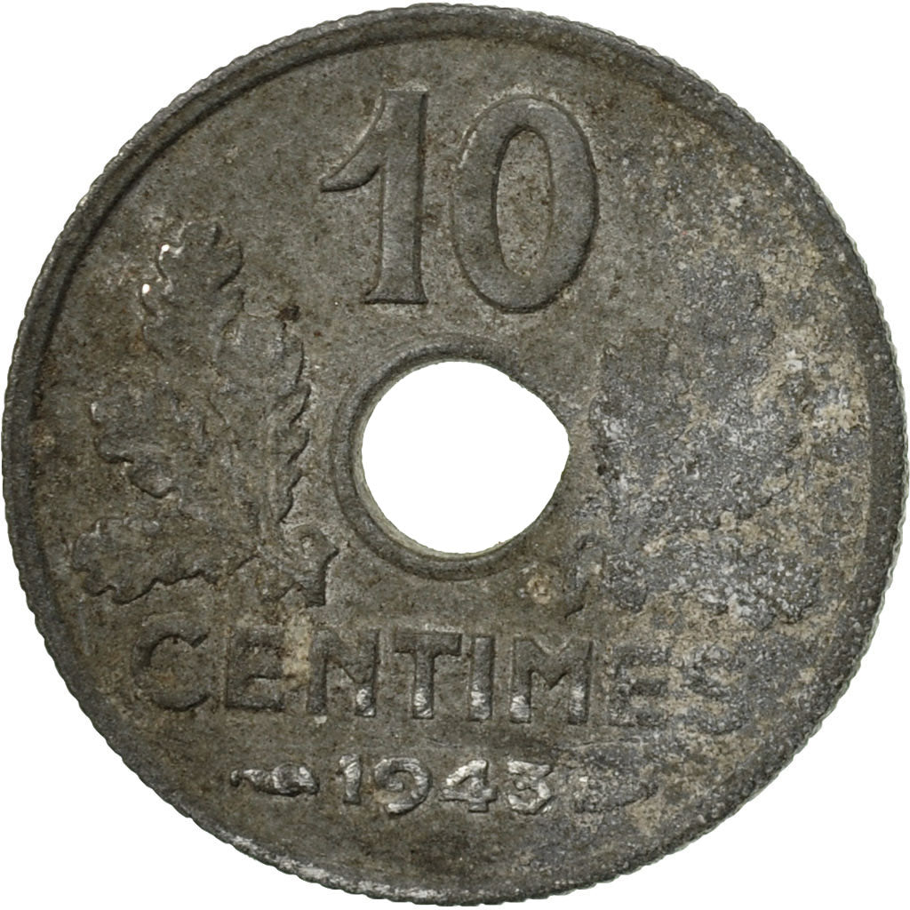 Coin, France, État français, 10 Centimes, 1943, Paris, VF(20-25), Zinc