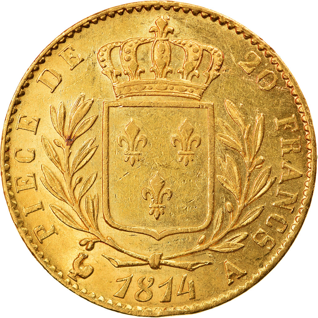 Monnaie, France, Louis XVIII, Louis XVIII, 20 Francs, 1814, Paris, TTB+, Or